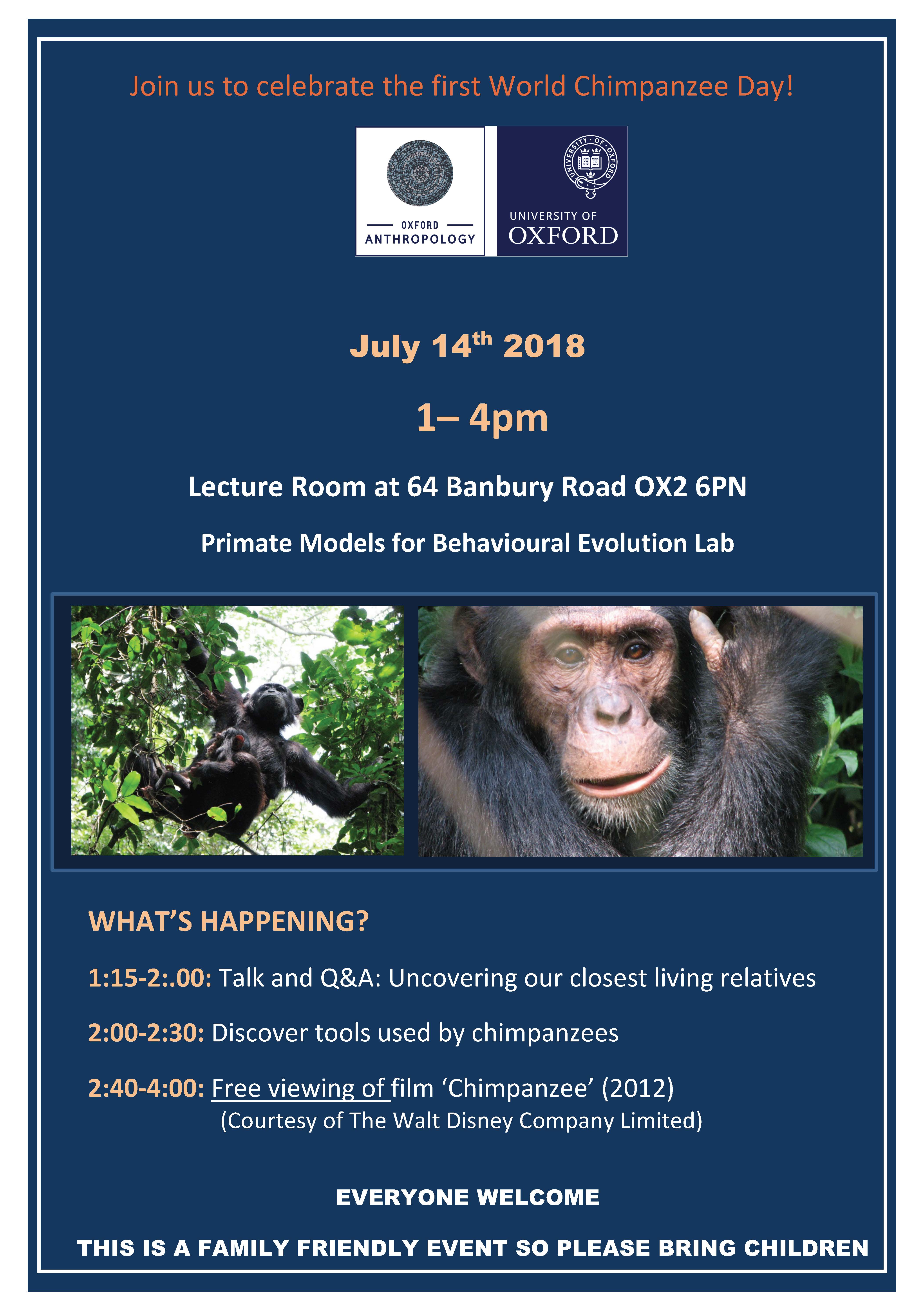 poster world chimpanzee day 2018 oxford primate lab page