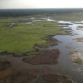 Aerial view of the Urema Rift floodplains, Gorongosa National Park, Mozambique.