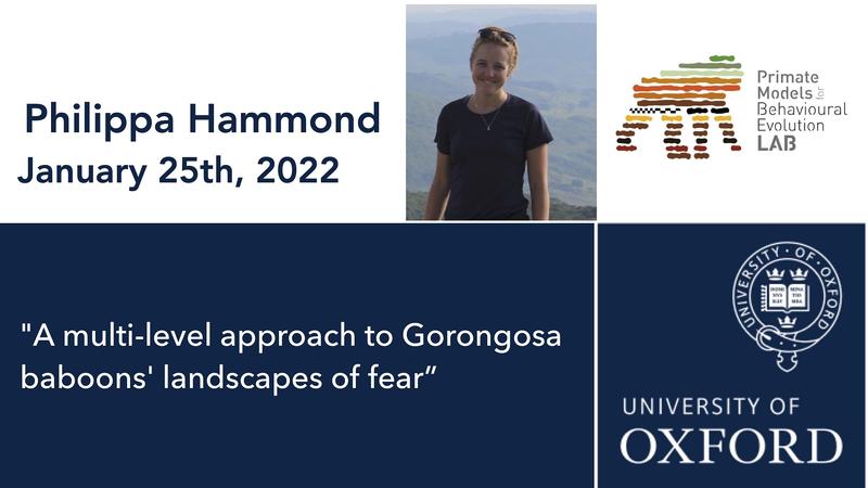 Primate Conversations with Philippa Hammond - 25th Jan 2022: 'A multi-level approach to Gorongosa baboons' landscapes of fear'