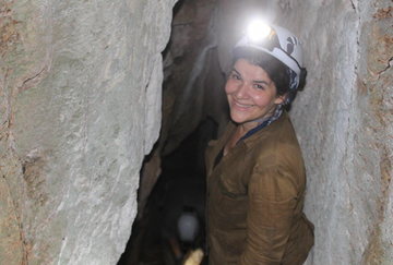 Susana in Gorongosa National Park, Mozambique, 2016, digging in a cave